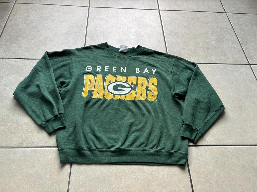 Vintage Green Bay Packers Sweatshirt Mens XL Green NFL Football Hanes Graphic